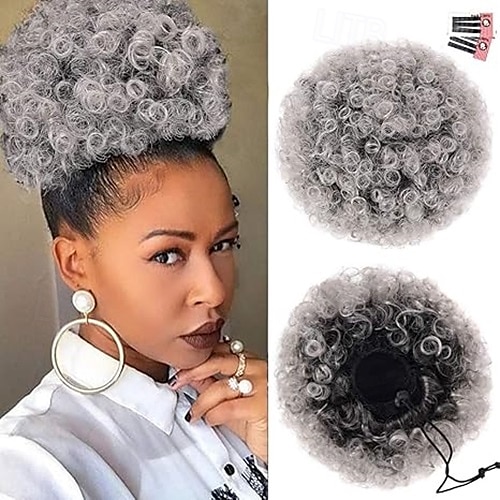 Afro Puff Clip On Synthetic Ponytail Extension for Black Women Short Kinky Bun for Natural Hair 2025 - $14.49 –P3
