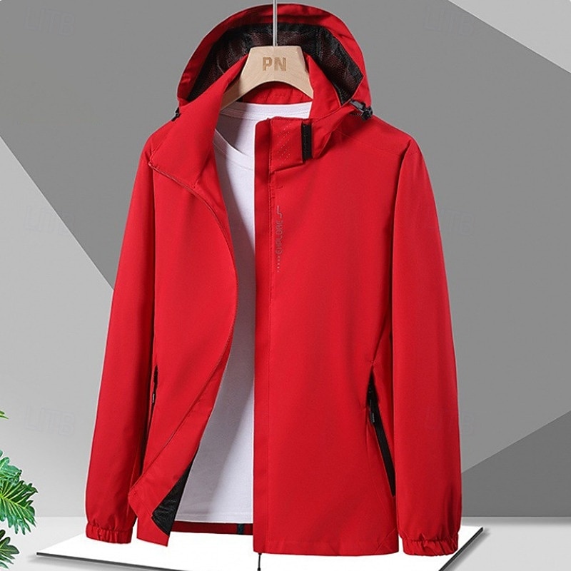 Voor heren Regenjack Buiten waterdicht Winddicht Wandeloutfits Wandelkleding Lente Herfst Windjacks Effen Kleur Donker Grijs Zwart Wit 2025 - $28.99 –P12