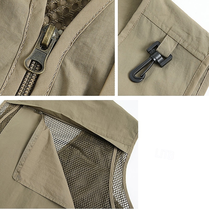 Herren Weste für Wanderer Wander-Fleeceweste Ärmellos Weste Außen Atmungsaktiv Komfortabel Tasche Polyester Schwarz Armeegrün Rot Jagd Angeln Klettern 2025 - $26.99 –P3