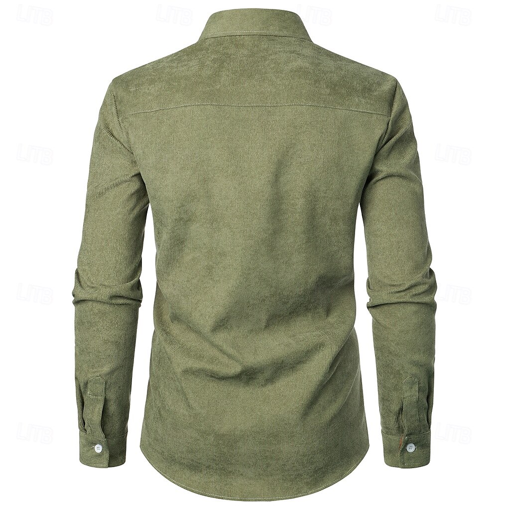Men's Dress Shirt Corduroy Shirt Plaid Outdoor Work Black Navy Blue Brown Khaki Long Sleeve Turndown Spring & Fall Clothing Apparel Patchwork 2025 - $25.99 –P3