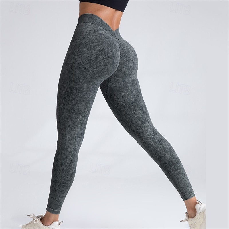 Damskie Spodnie do jogi Legginsy do jogi Scrunch Butt Ruched Butt Lifting Podnoszenie pośladków Wyszczuplenie brzucha Wysoka talia Pilates Trening w siłowni Trening Rajstopy Jednokolorowe Ciemnoszary 2026 - $23.99 –P6