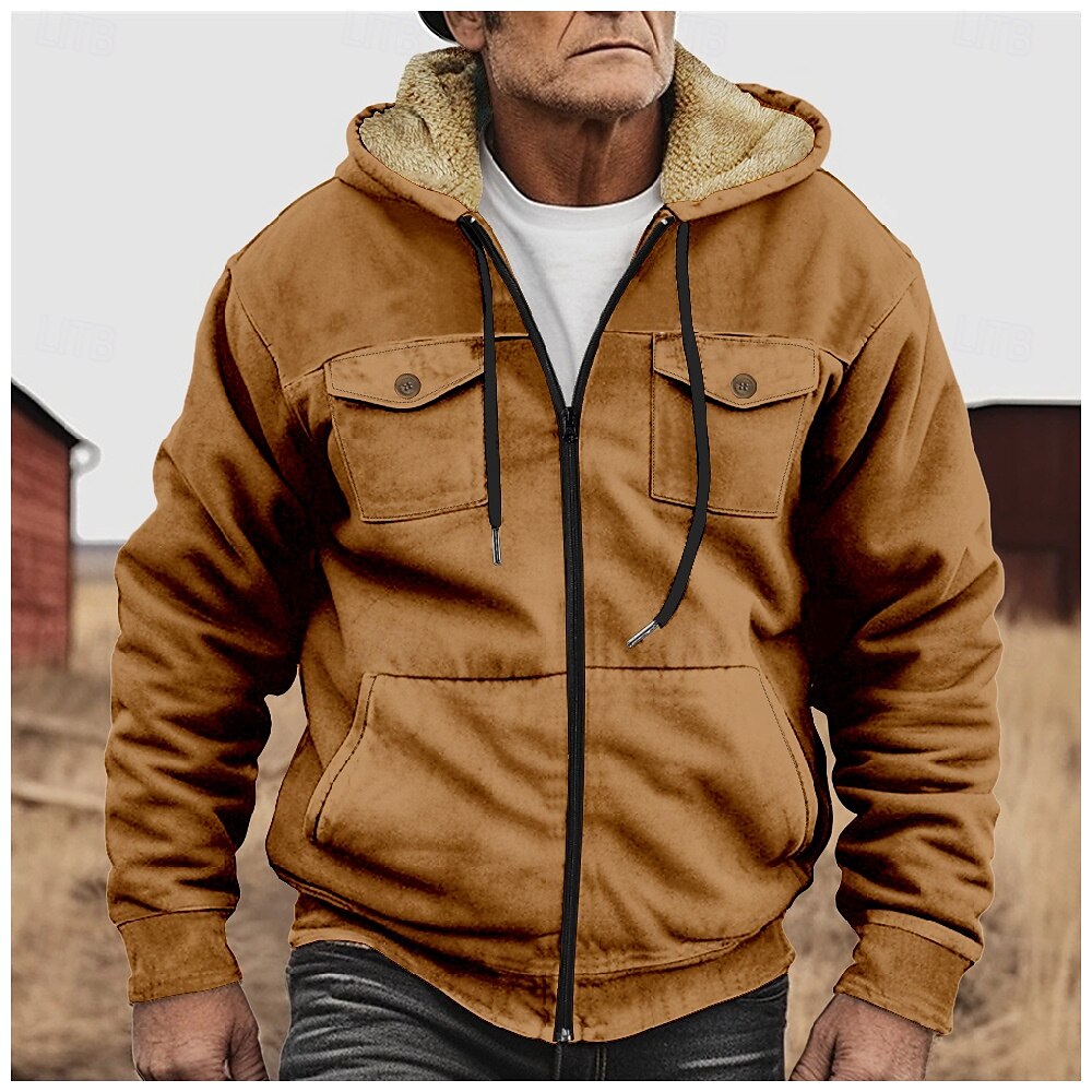 Per uomo Felpa con cappuccio e zip Felpa con cappuccio a zip intera Sherpa peloso Giacca in pile Felpa con cappuccio in pile Verde militare Blu Cammello Verde Grigio Con cappuccio Liscio Zip Up del 2025 a $48.99 –P2