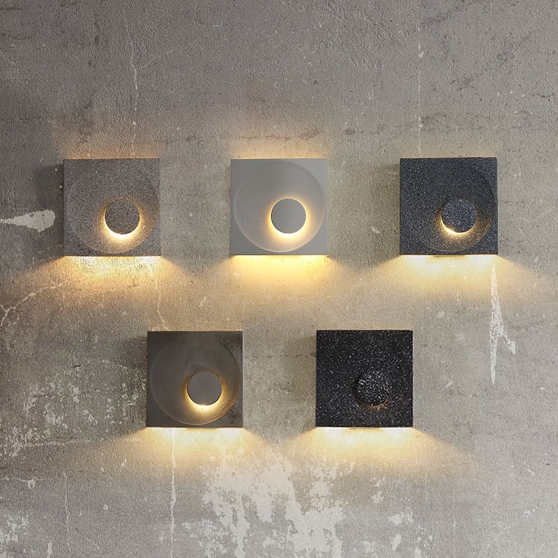 decor interior aplice de perete corp de iluminat ciment lumini de perete simple lampă pătrată de perete aplic pentru sufragerie dormitor noptiere lămpi colorate pentru tablie 85-265v 2025 - $99.99 –P9