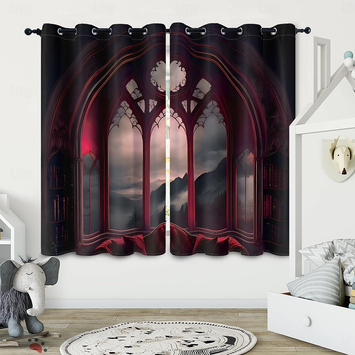 2026年 2パネルカーテンドレープ遮光カーテンリビングルーム寝室キッチン屋内ステンドグラス窓装飾断熱部屋を暗くする  コレクション – $47.99 –P6