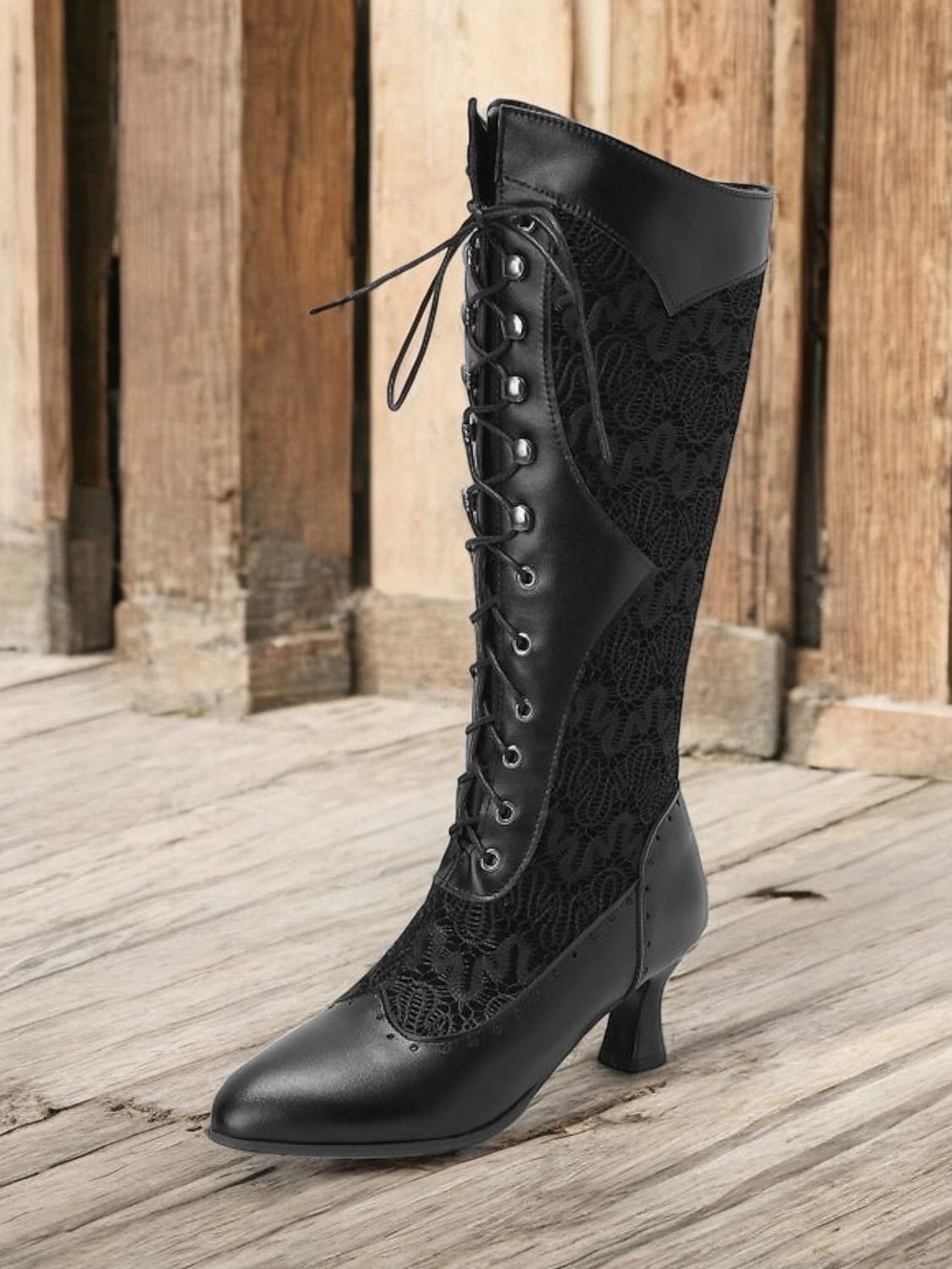 Botas victorianas con cordones hasta media pantorrilla para mujer: zapatos de piel sintética y encaje estilo steampunk gótico para cosplay, fiestas y ocasiones especiales 2025 - AU $94.99 –P2