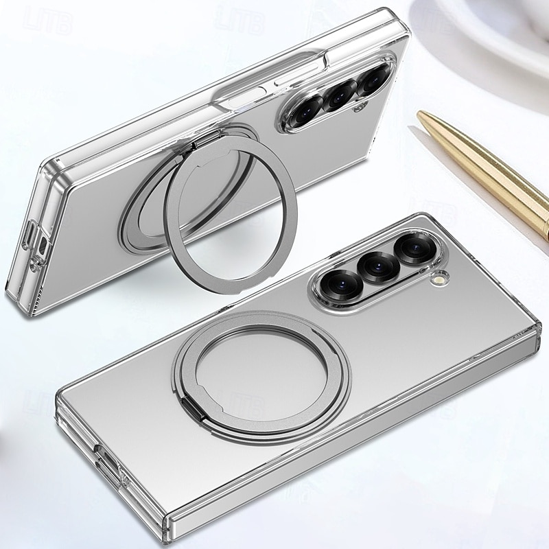 Phone Case For Samsung Galaxy Z Fold 6 Back Cover with Stand Holder Transparent Support Wireless Charging PC 2025 - $26.99 –P7