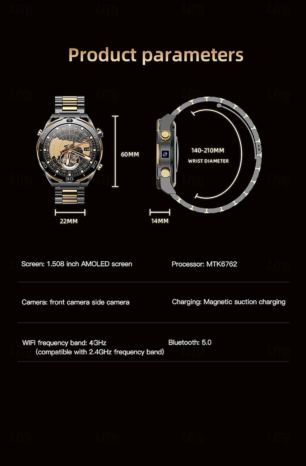 2025年 696 JT7 スマートウォッチ 1.508 インチ スマート·ウォッチ ブルートゥース 歩数計 着信通知 睡眠サイクル計測器 と互換性があります Android iOS 男性 GPS ハンドフリーコール カメラ IP 67 45mmの時計ケース  コレクション – $267.99 –P15