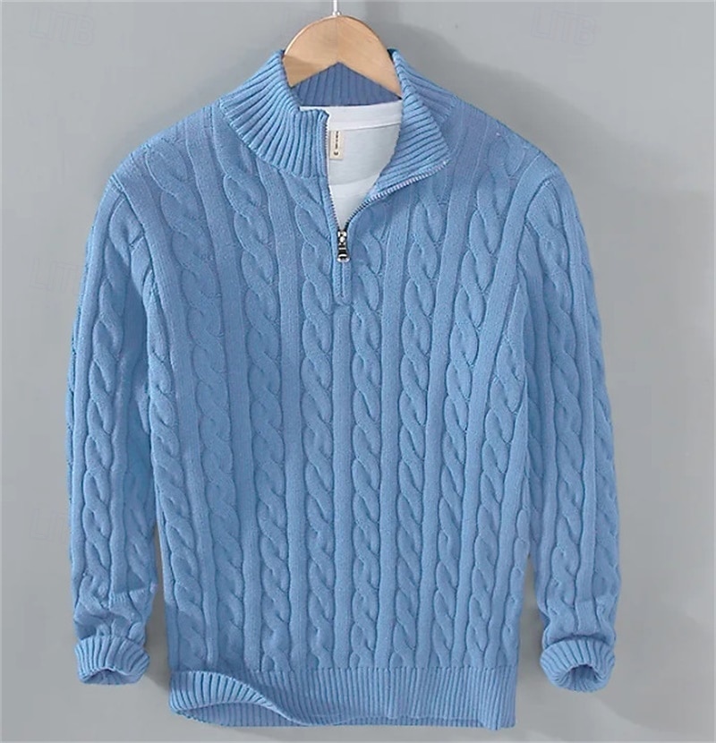 Herren Pullover Pullover mit Viertelreißverschluss Strickpullover Gerippt Stricken Standard Strick Glatt Troyer Halber Reißverschluss Modisch Brautkleider schlicht Freizeitskleidung Verabredung 2025 - $44.99 –P5