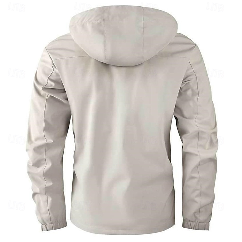 Herr Vinterkappa Vinterjacka Fleece-jacka Sportrock Utomhus Camping och vandring Vattentät Vindtät jacka Dragkedja Ficka Höst Vinter Ensfärgat Mode Streetwear Huva Normal Svart Vit Vin Armégrön Jacka 2025 - $63.99 –P9