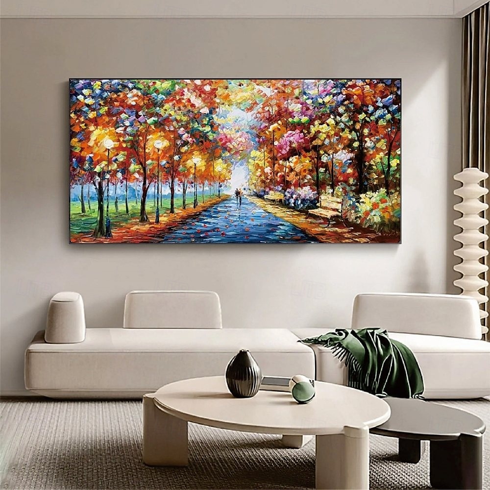 handgemaltes Straßenlandschaftsgemälde, handgemachtes Pattle Knife, abstraktes Regen-Tag-Nacht-Gemälde, Wandkunst, extragroße Wandkunst, strukturiertes abstraktes Ölgemälde auf Leinwand, handgemaltes 2025 - $61.99 –P1