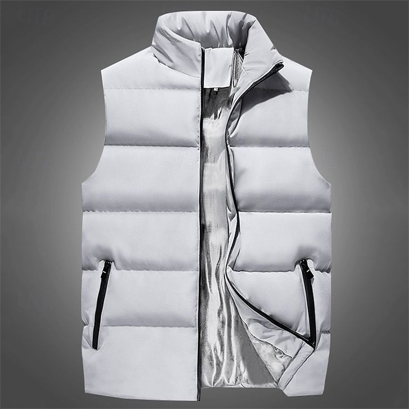 Herr Pufferväst Gilet Quiltad väst Semester Dagligen Datum Mode Ledigt Höst vinter Ficka Polyester Håller värmen Bekväm Ensfärgat Dragkedja Hög krage Normal Svart Vin Rubinrött Blå Väst 2025 - $23.99 –P6