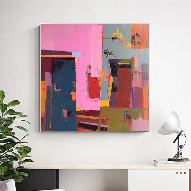 handmålad färgglad abstrakt målning minimalistisk vintage interiörmålning flerfärgad abstrakt konst modern hem väggdekor utsträckt ram redo att hängas eller oinramad 2025 - $116.99 –P6