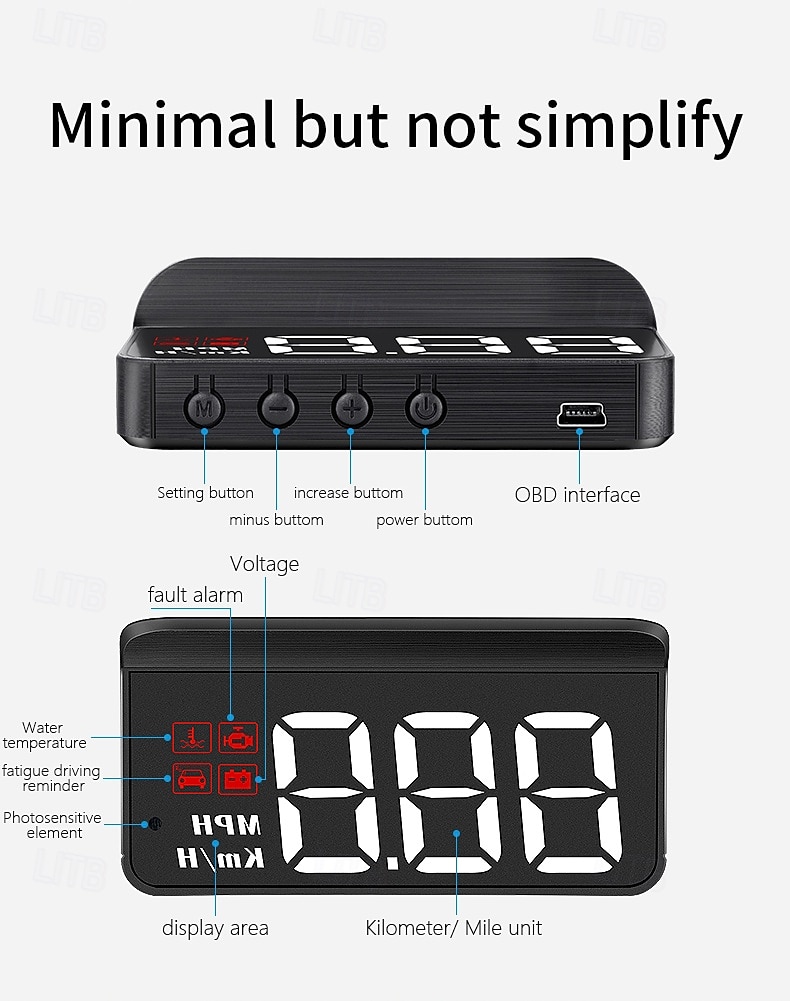 Car HUD Head Up Display Car Portable Speed Monitor Car Universal HUD with OBD Cable Speedometer Engine RPM Warning Mileage Measurement All in One 2025 - $33.99 –P15