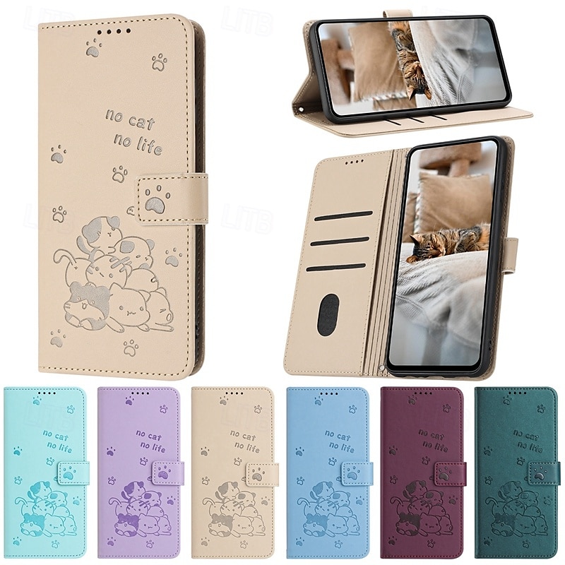 telefone Capinha Para iPhone 16 Pro Max Plus iPhone 15 Pro Max Plus iPhone 14 13 12 11 Pro Max Plus Mini SE Capa para Cartão Wallet Com Suporte Proteção de corpo inteiro com pulseira Gato Retro TPU de 2025 por $16.99 –P2