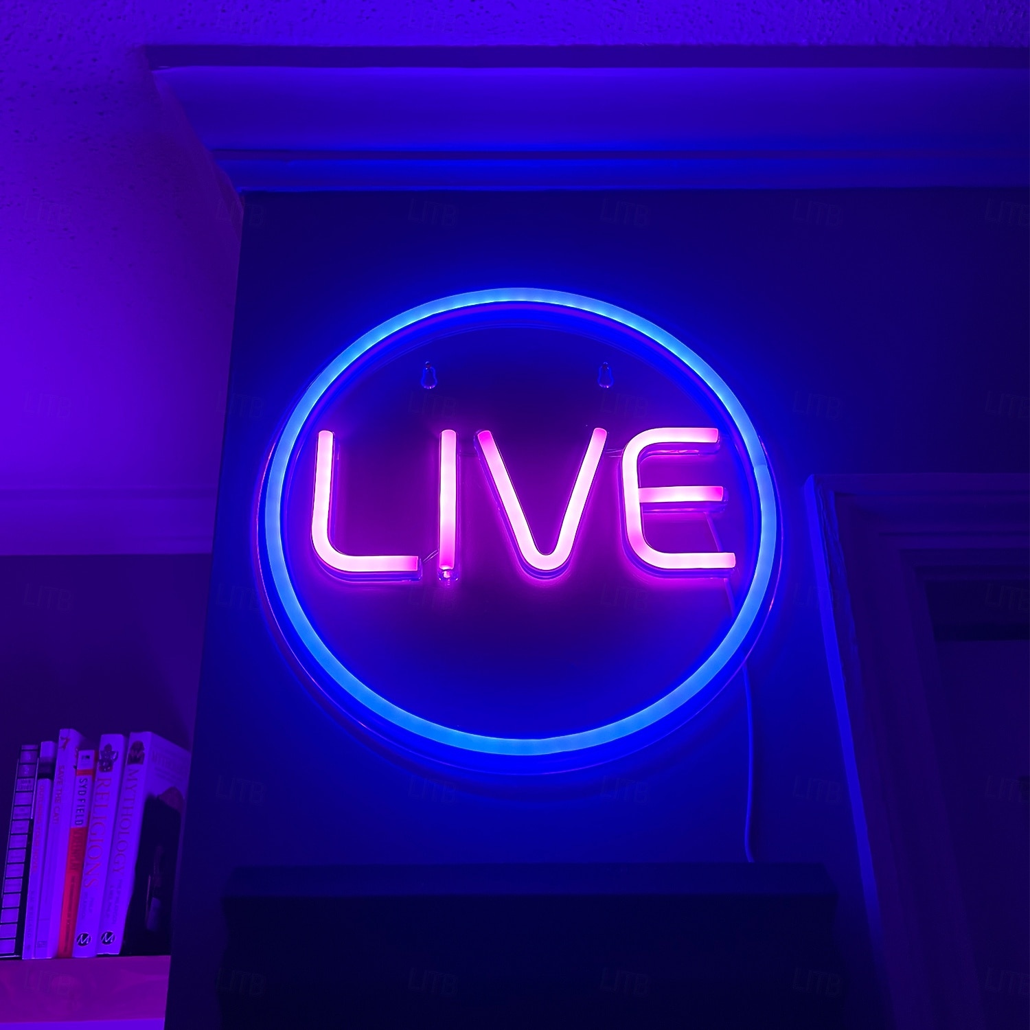 lumini cu neon live, lumini cu neon cu led live, lumini cu LED rotunde pentru jucători - semn cool de streaming/înregistrare live pentru studio, perete, dormitor, decor sala de jocuri 2025 - $55.99 –P4