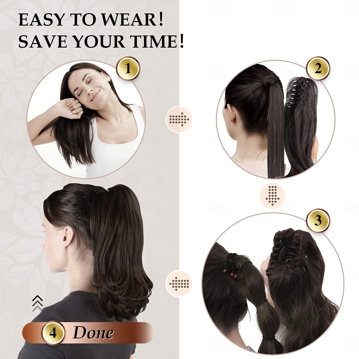 13" Ponytail Extension Long Curly Ponytail Clip in Claw Hair Extension Natural Looking Synthetic Hairpiece for Women 2026 - $12.49 –P9