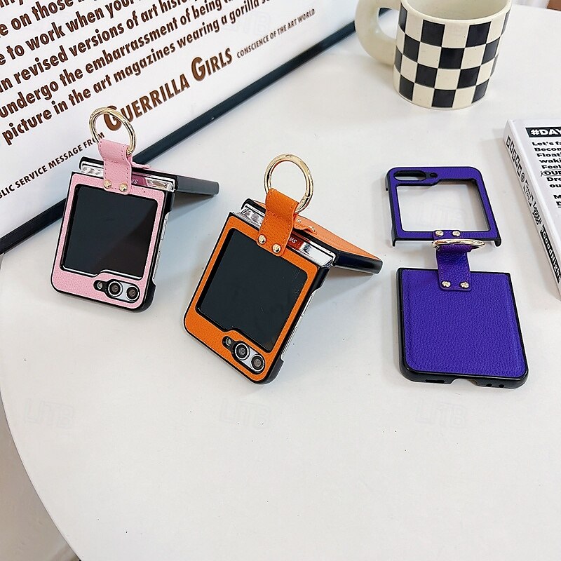 telefono Custodia Per Capovolgi Z 6 Z Flip 5 Z Flip 4 Z Flip 3 Per retro Fibbia ad anello Resistente agli urti Retrò TPU pelle sintetica del 2025 a $16.99 –P10
