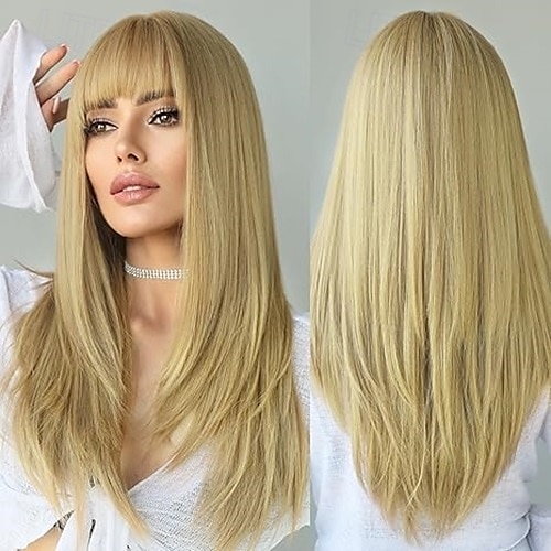 Long Straight Wig with Bangs for Women Hair Synthetic Heat Resistant Pastel Layered Wig Sexy Colored Wig for Cosplay Christmas Gifts Party Wigs 2025 - $19.99 –P3
