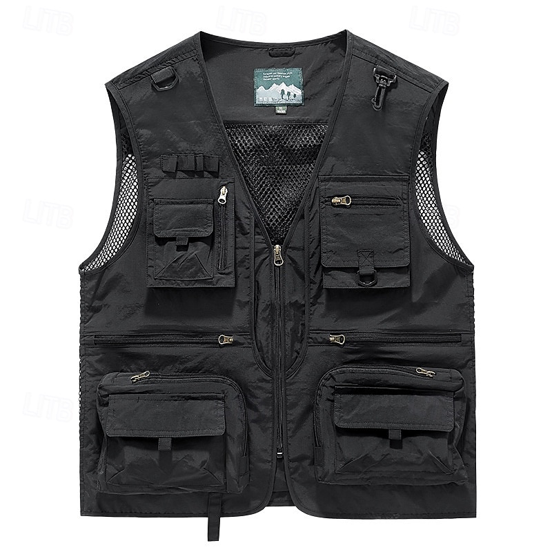 Men's Hiking Vest Hiking Fleece Vest Sleeveless Vest Outdoor Breathable Comfortable Pocket Polyester Black White Army Green Hunting Fishing Climbing 2025 - $35.99 –P12