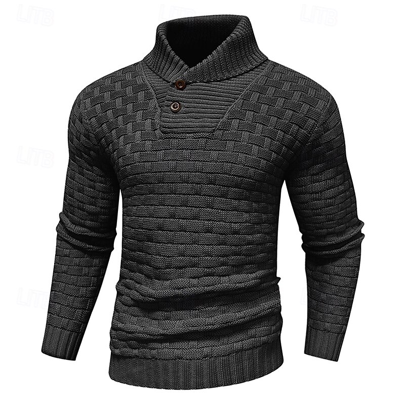 Voor heren Trui Geribd breien Normale tops Gebreid Strakke pasvorm Effen Coltrui Modern eigentijds Werk Alledaagse kleding Kleding Winter Lente & Herfst Khaki S M L 2026 - $39.99 –P10