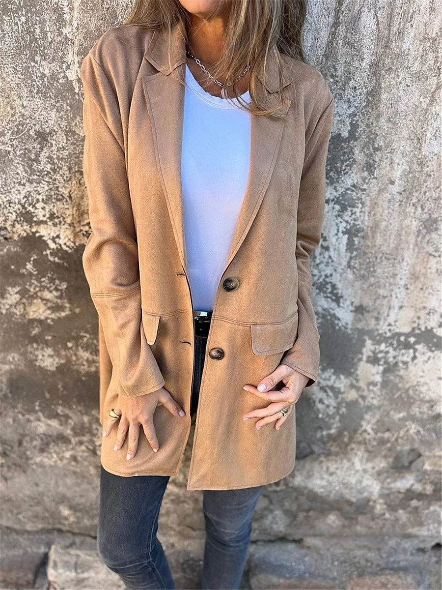 Manteau Femme Extérieur Plein Air Usage quotidien mode Décontractées Avec poches Normal Manteau Noir Marron Kaki Automne Hiver Boutonnage Simple Col rabattu Standard S M L XL 2XL de 2025 ? $52.99 –P3