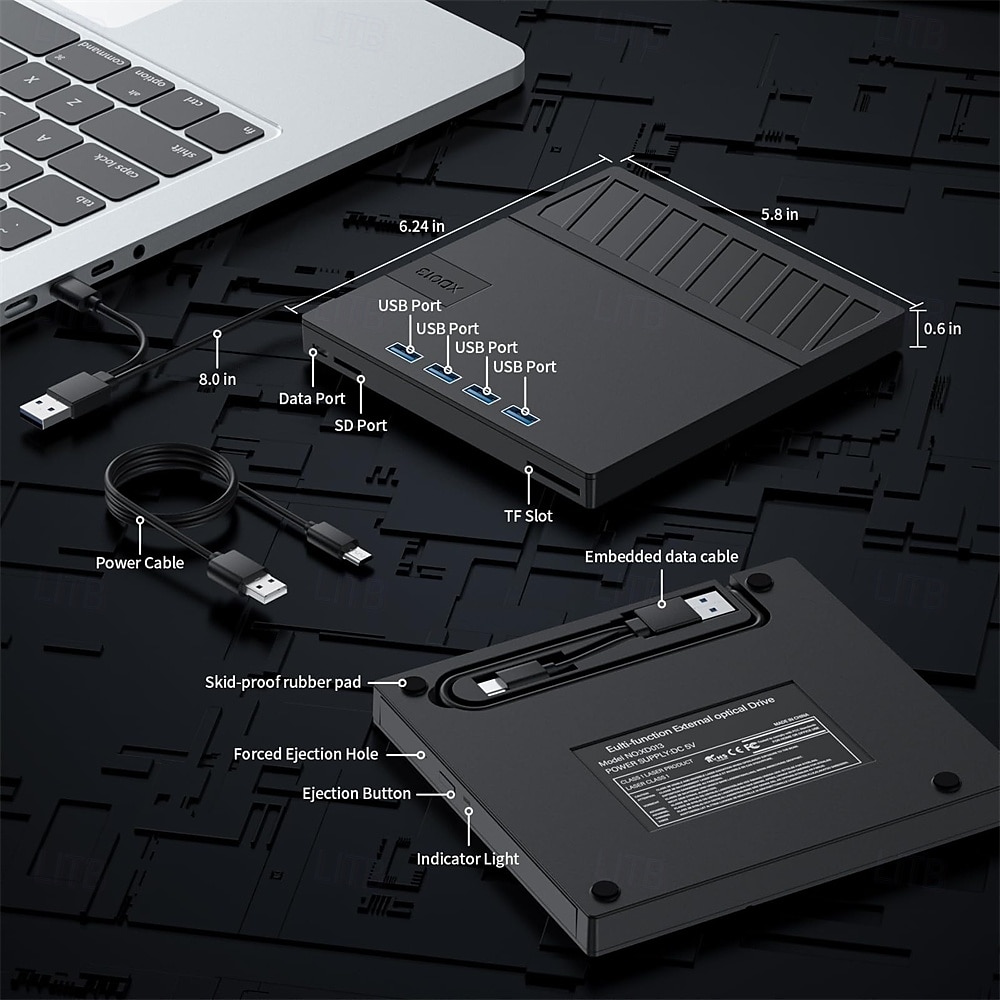 masterizzatore cd/dvd portatile ultrasottile usb 7 in 1 compatibile con lettore dvd esterno per laptop del 2025 a $47.99 –P2