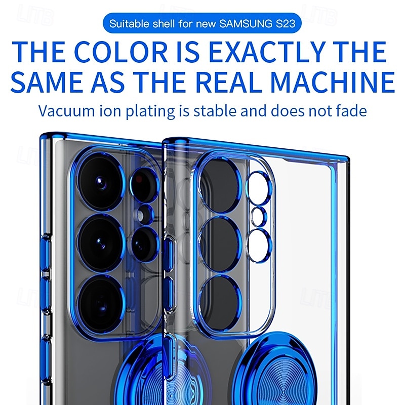 Phone Case For S24 S24 Ultra Plus S24 FE S23 S23 Ultra S23 Plus S25 Ultra Back Cover Ring Holder Shockproof Retro TPU PC 2025 - $13.99 –P1