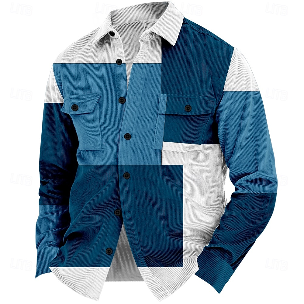 Christmas Men's Plaid Corduroy Shirt Shirt Jacket Overshirt Long Sleeve Fashion Casual Outdoor Dailywear Holiday Fall & Winter Turndown Collared Shirts Buttons 3D Print 2 Pockets 1pc Black Red Blue 2025 - $37.99 –P6