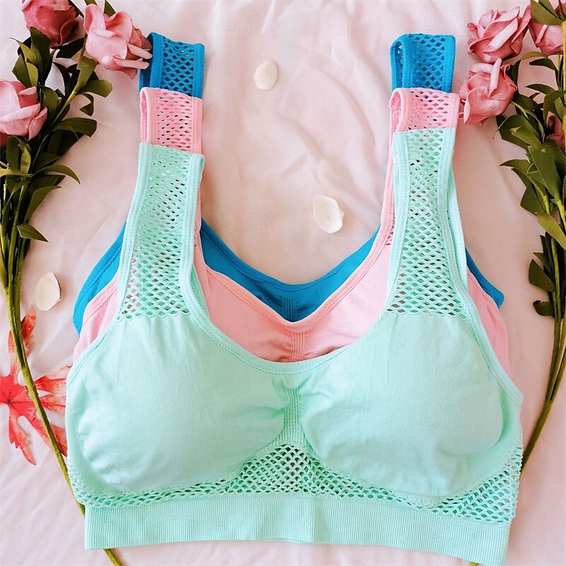 Women's Light Support Sports Bra Running Bra Open Back Bra Top Padded Fitness Leisure Sports Running Breathable Lightweight Soft Black White Pink Solid Colored 2025 - $9.99 –P2