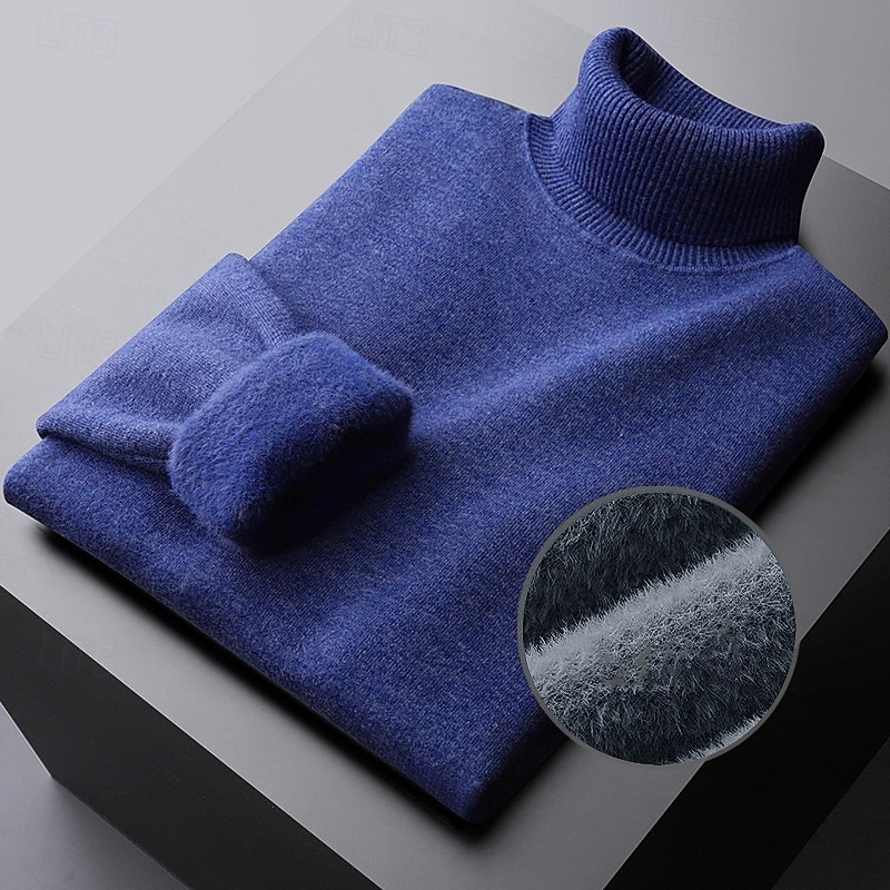 Herren Pullover Strickpullover Gerippt Grobstricken Stricken Standard Strick Glatt Rollkragen Modisch Brautkleider schlicht Freizeitskleidung Verabredung Bekleidung Herbst Winter Kamel Schwarz M L XL 2025 - $15.99 –P5
