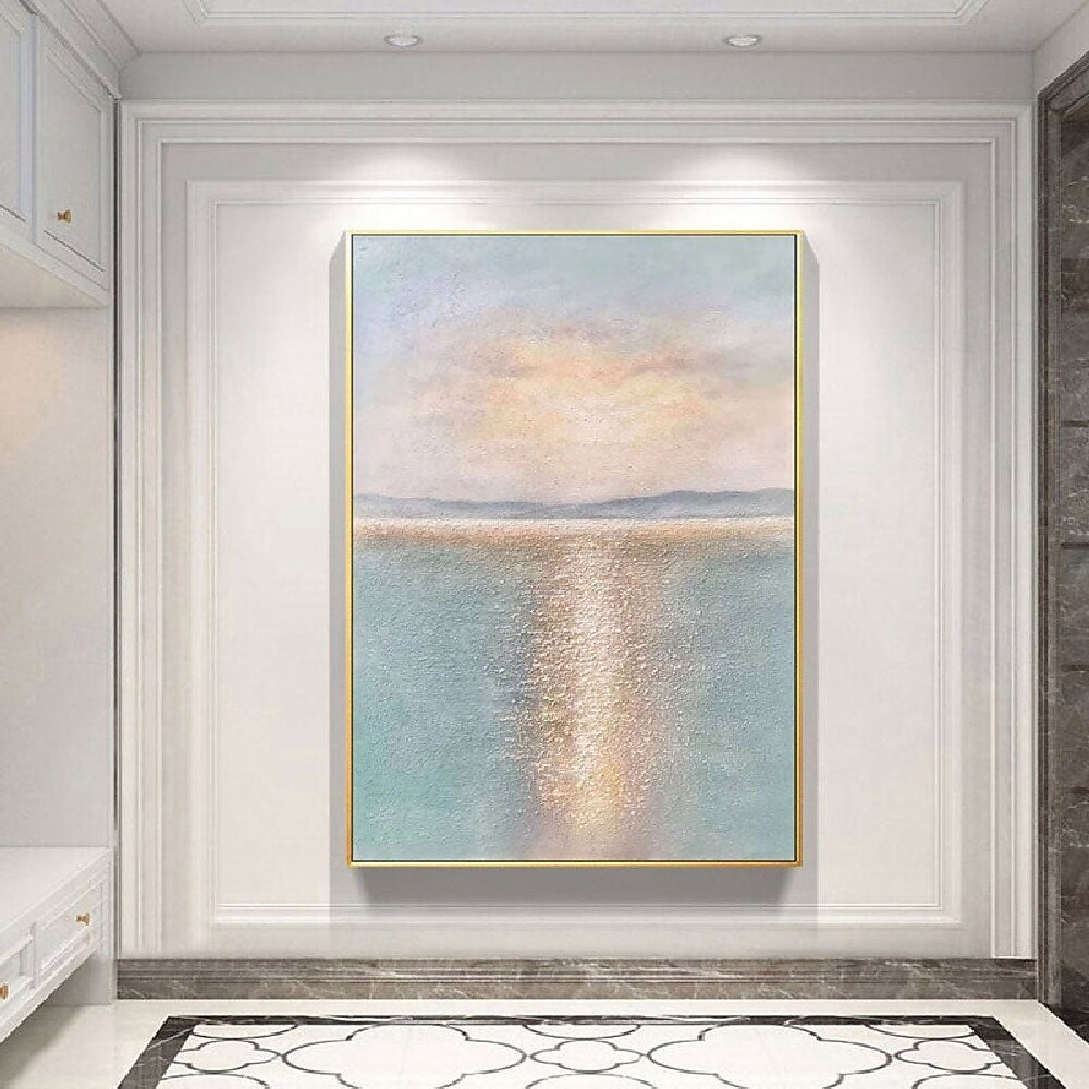 handgemachtes 3D-Ozean-Ölgemälde, handgemachte Wandkunst, blaues riesiges Wellen-Ölgemälde auf Leinwand, handgemaltes Meereswellen-strukturiertes 3D-abstraktes Gemälde, Strandlandschaft, Himmel, 2025 - $116.99 –P5