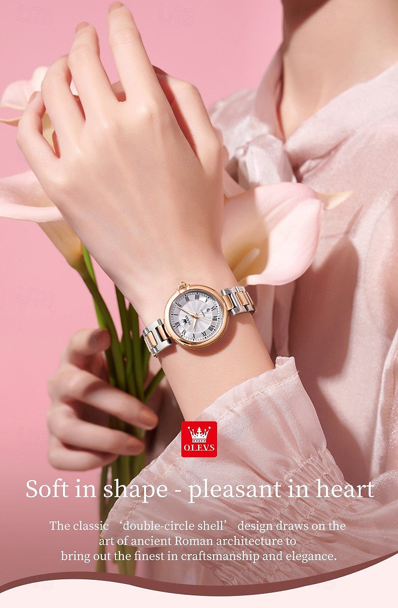 olevs 5608 luxe merk dameshorloge klassieke mode waterdicht lichtgevend kalenderhorloge elegant quartz dameshorloge 2025 - $26.99 –P1