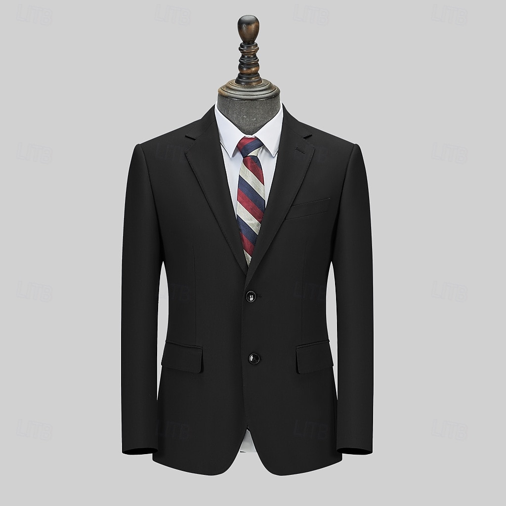 Men's Wool Blazer Jacket School Formal Wedding Elegant Warm Fall Winter Wool Solid Color Single Breasted One-button Blazer Black 2025 - $93.99 –P3