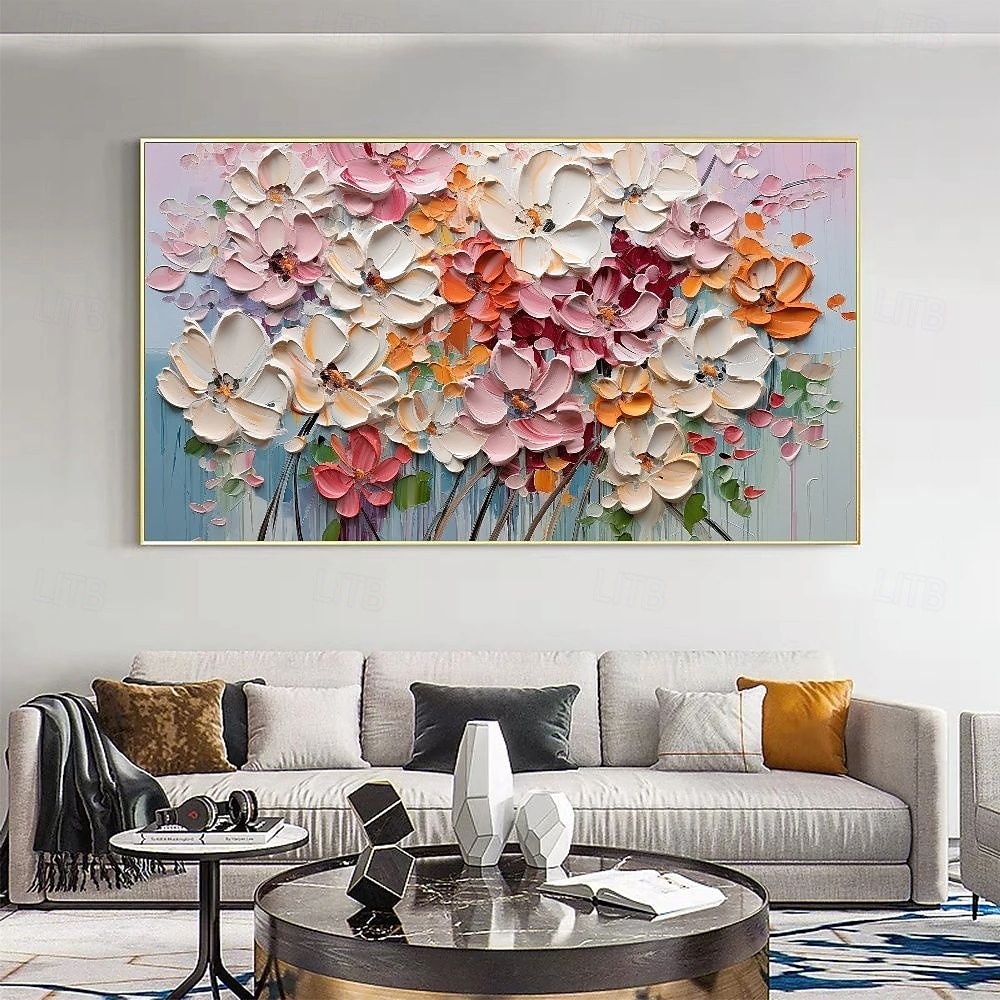 3D-Blumenölgemälde, handgemaltes 3D-Blumengemälde, handgefertigtes Palettenmesser, Blumen-Ölgemälde, Wandkunst, großes 3D-Strukturgemälde, moderne dekorative Gemälde, impressionistisches abstraktes 2025 - $69.99 –P5
