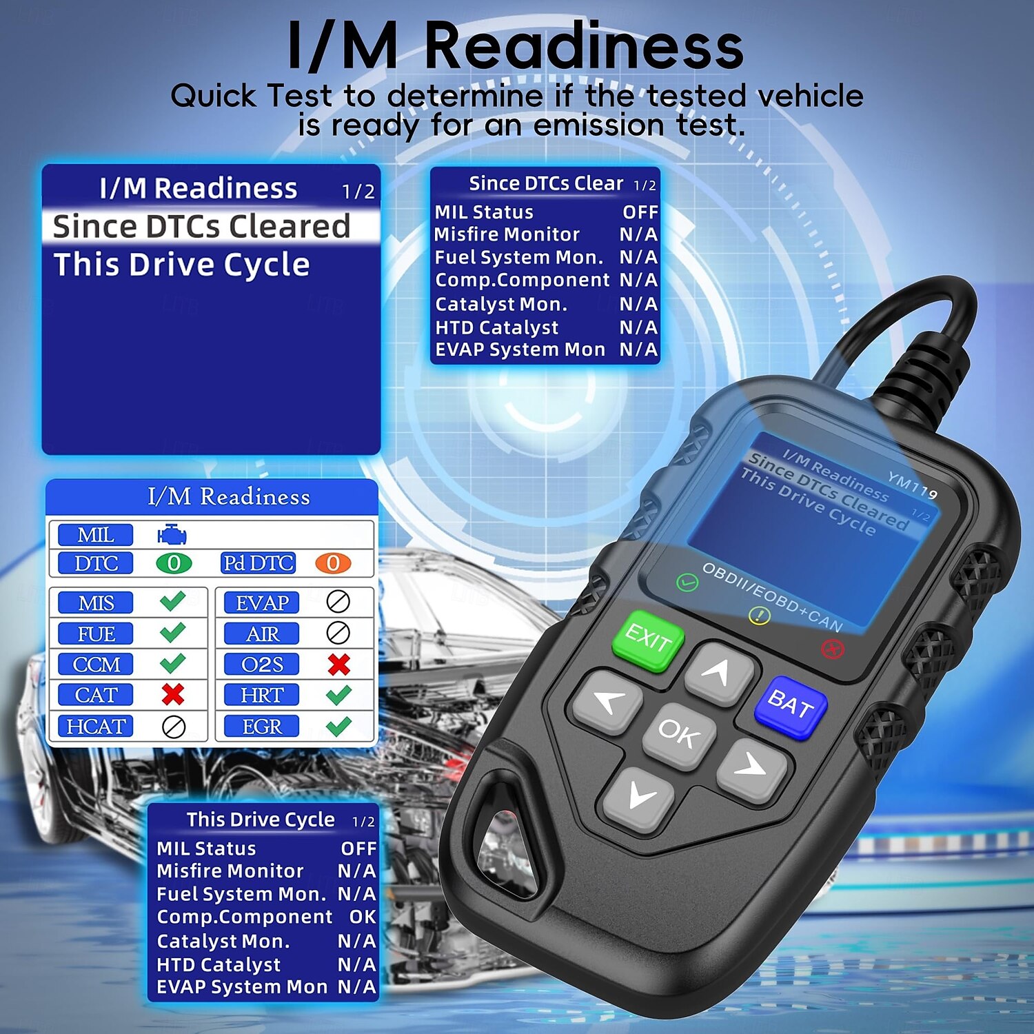 obd2 scanner diagnostikverktyg förbättrad kontrollmotorkodläsare med återställning obdii/eobd bildiagnostisk scan-verktyg för alla fordon efter 1996 2025 - $52.99 –P2
