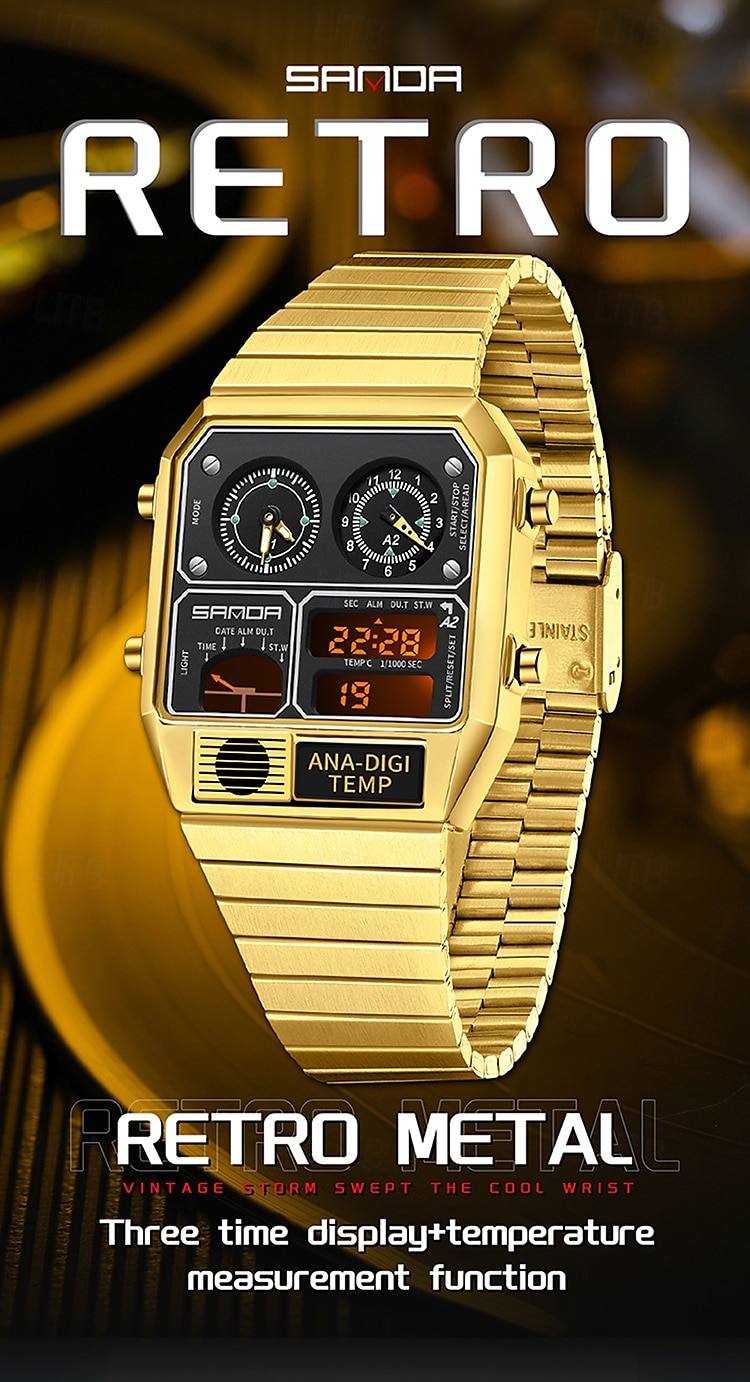 SANDA Men Digital Watch Sports Fashion Casual Business Minute Repeater Stopwatch Alarm Clock Waterproof Steel Watch 2026 - $48.99 –P1