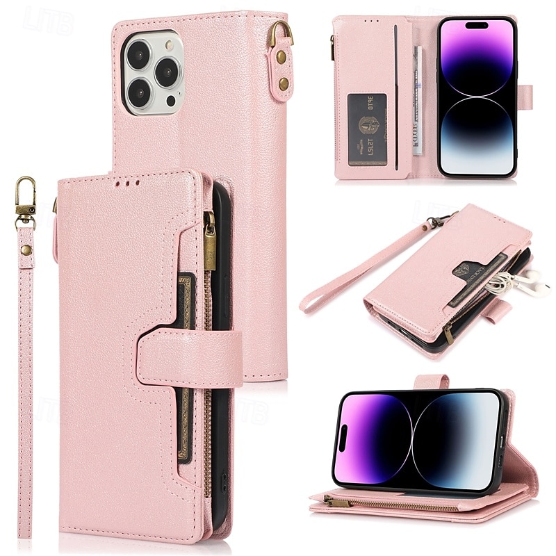 telefon Kılıf Na iPhone 14 Pro Max Plus iPhone 13 12 11 Pro Max Odwróć okładkę Z podpórką z paskiem na nadgarstek Gniazdo karty Retro TPU Skóra PU 2025 - $19.99 –P1