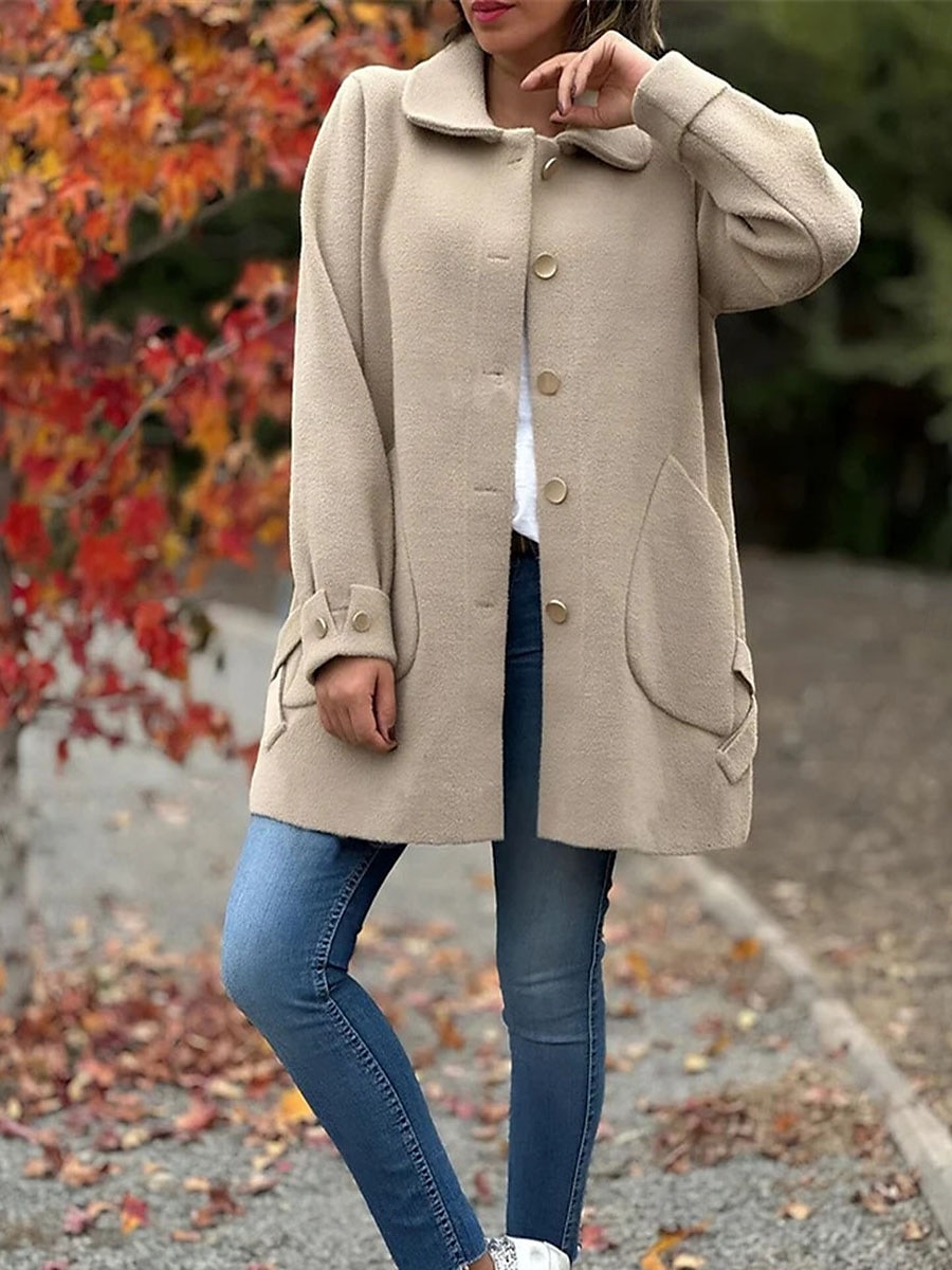 Manteau Femme Extérieur Plein Air Usage quotidien mode Décontractées Avec poches Normal Manteau Noir Abricot Café Automne Hiver Boutonnage Simple Col rabattu Standard S M L XL 2XL de 2025 ? $52.99 –P4