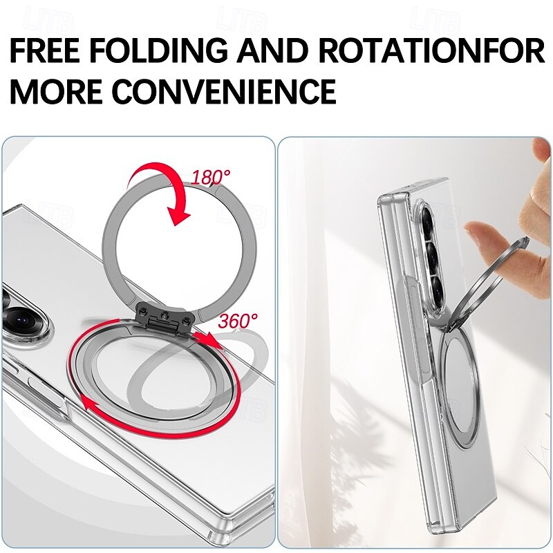 Phone Case For Samsung Galaxy Z Fold 6 Back Cover with Stand Holder Transparent Support Wireless Charging PC 2025 - $26.99 –P2