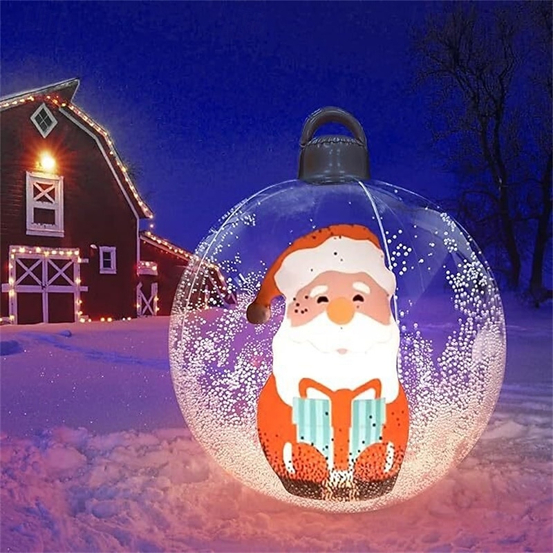 60 cm transparenter aufblasbarer RGB-Weihnachtsballon mit Licht, riesige große Weihnachtsdekoration für draußen, aufblasbarer Weihnachtsball aus PVC für Weihnachtsdekoration im Garten, Hof und auf der Terrasse 2025 - $29.99 -P2
