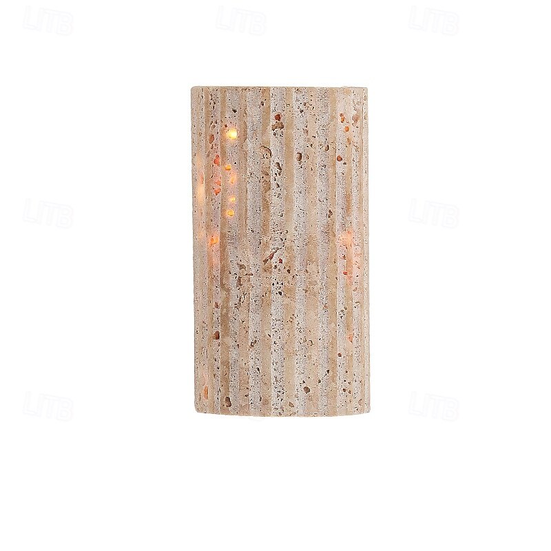 wabi-sabi keltainen travertiini puolisylinterinen led seinälamppu lamppu led tunnelma valo portaikko piha retro parveke kylpyhuone keltainen travertiini 110-240v 10 w 2025 - $129.99 –P6