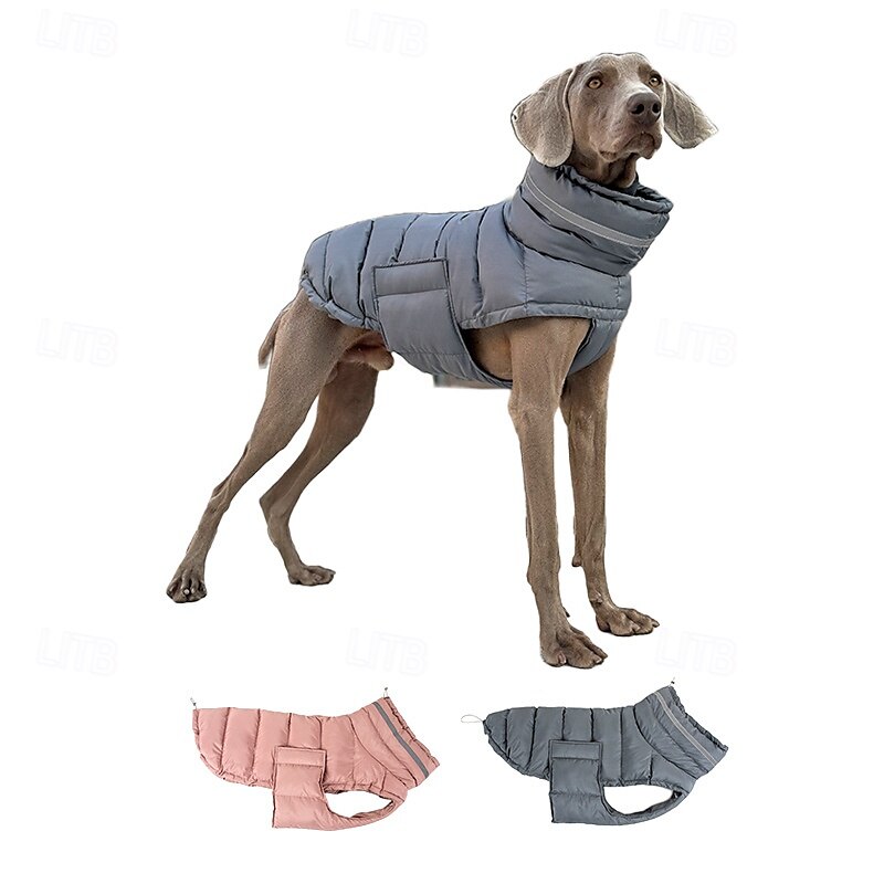 Hunder Frakker Jakke Pufferjakke Reflekterende Justerbare Vanntett Vindtett Varm utendørs Hundeklær for Greyhound Medium Large 2025 - $40.99 –P1