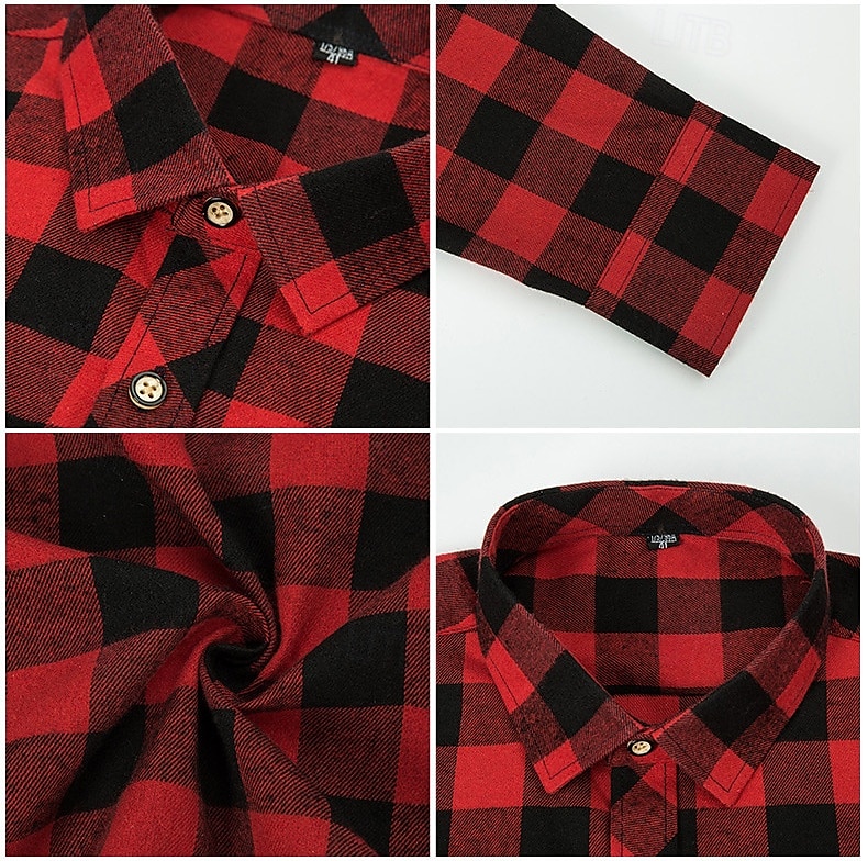 Per uomo Camicia Camicia di flanella Sovracamicia A quadri Natale Esterno Bianco Rosso Blu marino scuro Verde Manica lunga Inverno Primavera & Autunno Abbigliamento del 2025 a $26.99 –P4
