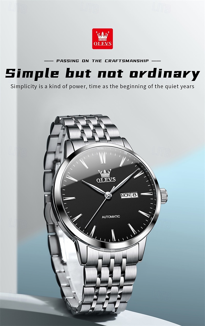 New Olevs Olevs Brand Light Luxury Men'S Business Watch Calendar Week Display Simple Leisure Automatic Mechanical Watch Waterproof Sports Men'S Wristwatch 2025 - $92.99 –P2