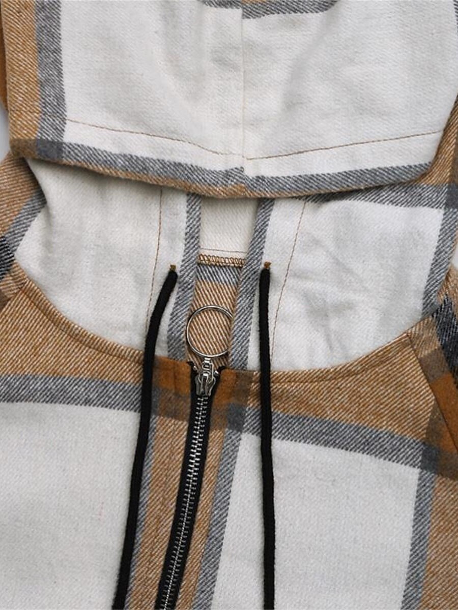 Dam Vinterkappa Hoodiejacka Utomhus Gata Dagliga kläder Höst Vinter Lång Täcka Normal Håller värmen Andningsfunktion Stylish Ledigt Jacka Långärmad Ränder och pläd Med fickor Blixtlås i fullängd Kaki 2025 - $73.99 –P8
