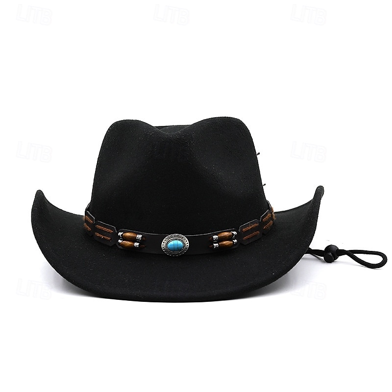 Férfi Kentucky Derby Hat Szalmakalap Cowboy kalap Fedora Trilby kalap Fekete Bor Gyapjú Régies stílus Divat 18. század Texas állam Napi Témakör Egyszínű / Sima szín Fényvédő Szerepjáték 2026 - $20.99 –P5