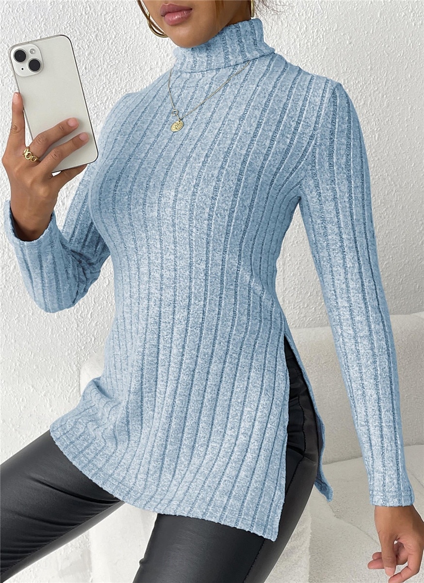 Női Tunika Póló Sima Divat Modern Alkalmi Hosszú ujj Körgallér Normál felsők Napi Hétvége Égszínkék Fukszia Barna Szürke Ősz Tél 2025 - $31.99 –P8