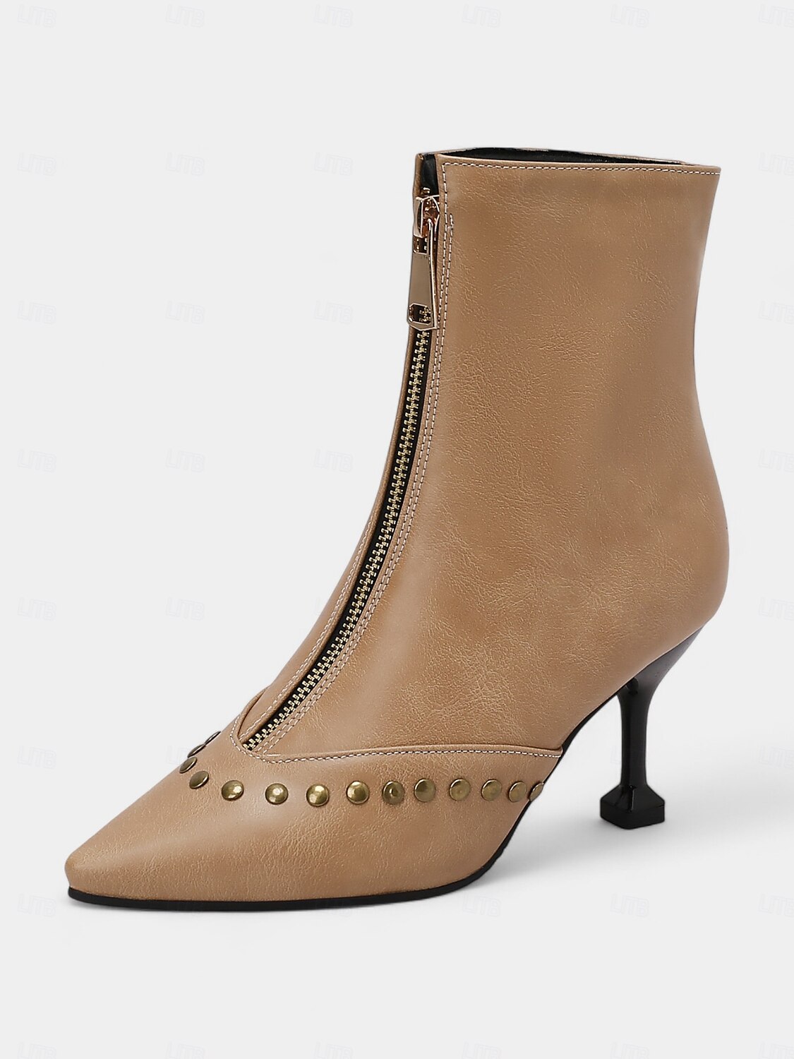 Botines de cuadros para mujer con tacón de aguja y cremallera lateral: elegantes botas de cuadros con punta puntiaguda para la moda de otoño 2025 - $54.99 –P5