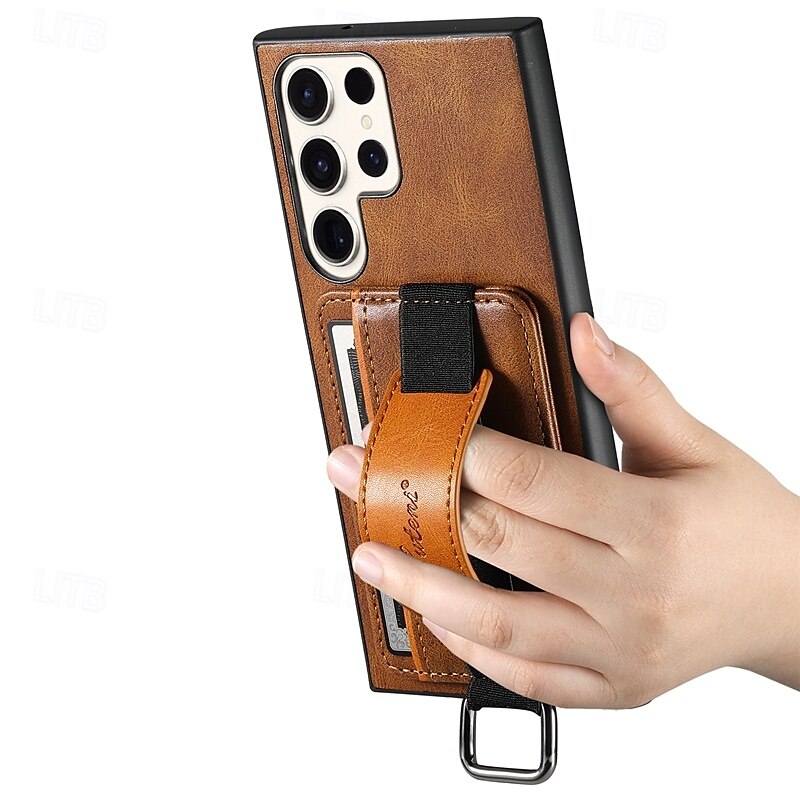 telefon Carcasă Pro S24 S24 Ultra Plus S23 Ultra Plus S23 S22 S22 Plus Ultra S25 Ultra Zadní kryt se stojánkem s poutkem na zápěstí Slot pro kartu Retro TPU PC PU kůže 2025 - $19.99 –P2