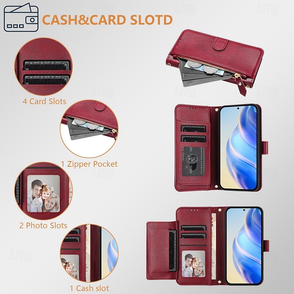 Чехол для iPhone 16 Pro Max Plus iPhone 15 Pro Max Plus iPhone 14 13 12 11 Pro Max Plus X XR XS бумажник с подставкой молния полная защита тела ретро TPU PU кожа 2025 - $22.99 –P8